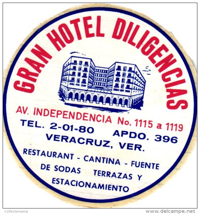 49 HOTEL Labels MEXICO La Paz Acapulco Oaxaca Guadalajara Saltillo Valles Monclova Merida Chapala Bolivar Monterrey