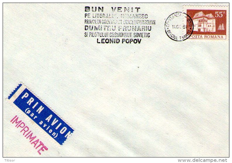 Romania Cosmos, Dumitru Prunaru Si LeonidPopov, Constanta 1981. - Poststempel (Marcophilie)