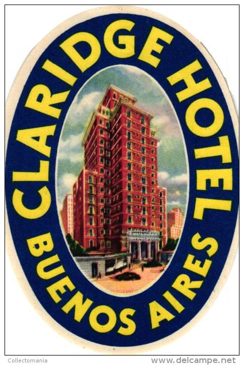 24 HOTEL Labels ARGENTINA BUENOS AIRES  Regis Caridge Plaza Continental Tres Sergentos Roi CastelarLancaster Monumental - Hotel Labels