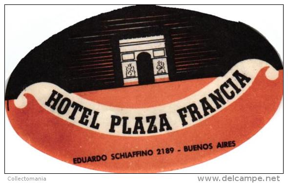 24 HOTEL Labels ARGENTINA BUENOS AIRES  Regis Caridge Plaza Continental Tres Sergentos Roi CastelarLancaster Monumental