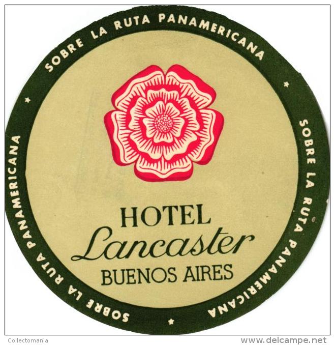 24 HOTEL Labels ARGENTINA BUENOS AIRES  Regis Caridge Plaza Continental Tres Sergentos Roi CastelarLancaster Monumental