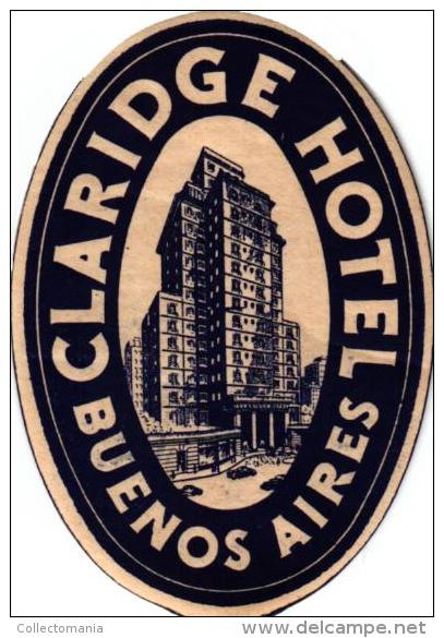 24 HOTEL Labels ARGENTINA BUENOS AIRES  Regis Caridge Plaza Continental Tres Sergentos Roi CastelarLancaster Monumental