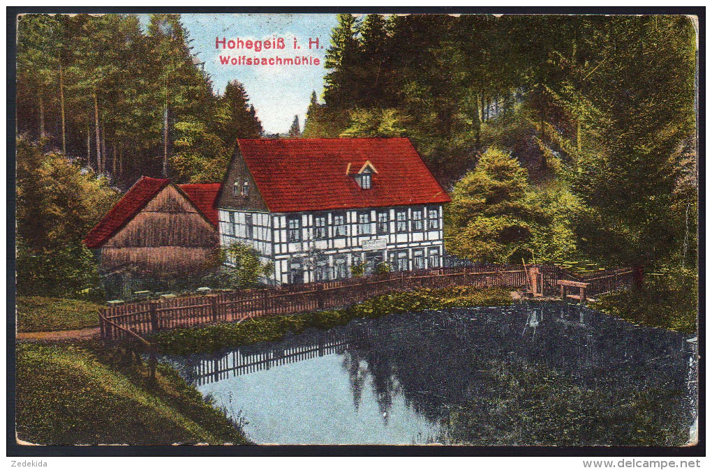 0973 - Alte Ansichtskarte - Hohegeiß Im Harz, Wolfsbachmühle Mühle Gel 1920 - Braunlage