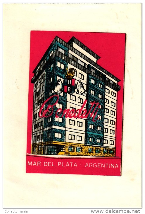 14 HOTEL Labels ARGENTINA Mendoza Mar Del Plata San Carlos Rosario Mendoza Santiago De Compostela Buenos Aires - Hotel Labels