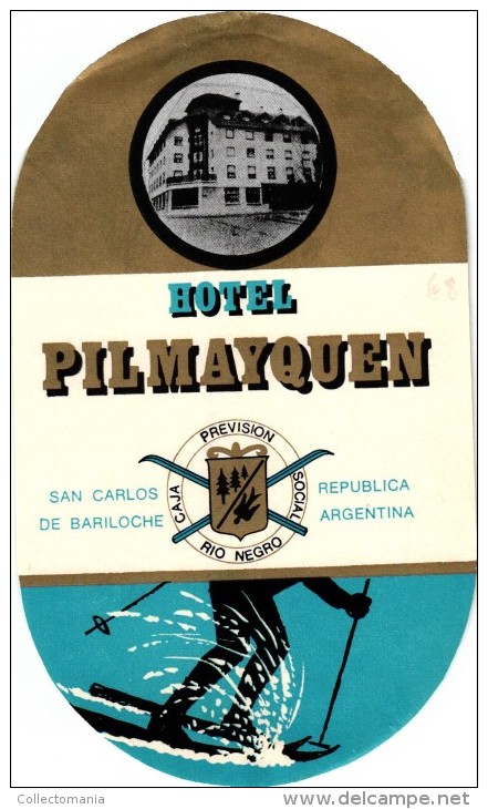 14 HOTEL Labels ARGENTINA Mendoza Mar Del Plata San Carlos Rosario Mendoza Santiago De Compostela Buenos Aires - Hotel Labels