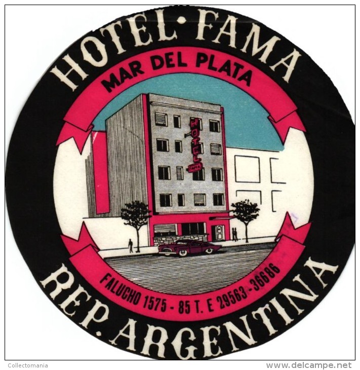 14 HOTEL Labels ARGENTINA Mendoza Mar del Plata San Carlos Rosario Mendoza Santiago de Compostela Buenos Aires