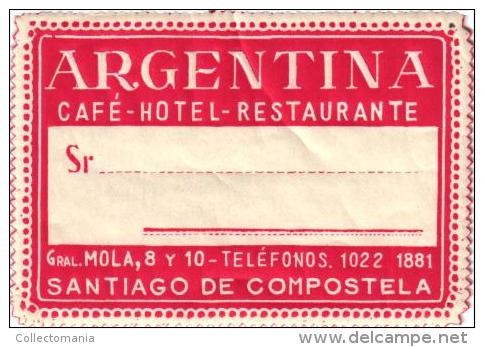 14 HOTEL Labels ARGENTINA Mendoza Mar del Plata San Carlos Rosario Mendoza Santiago de Compostela Buenos Aires