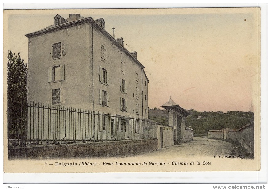 Carte Postale Ancienne Brignais - Ecole Communale De Garçons. Chemin De La Côte - Brignais