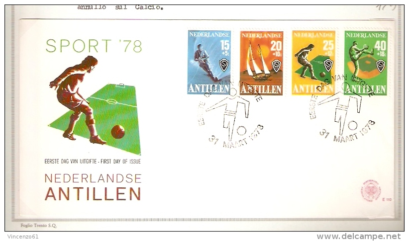 ANTILLEN NEDERLANDSE BASEBAL FOOTBALL WATER SKI SAILING FDC 1978 - Altri & Non Classificati