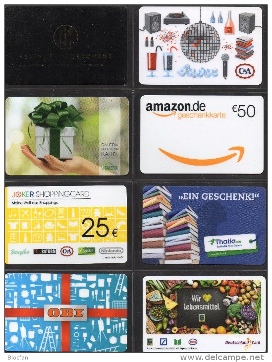 Collection 50 Geschenkkarten diff. Anbieter Deutschland new 60€ unbenutzt H&M OBI zalando Amazon C&A giftcard of Germany