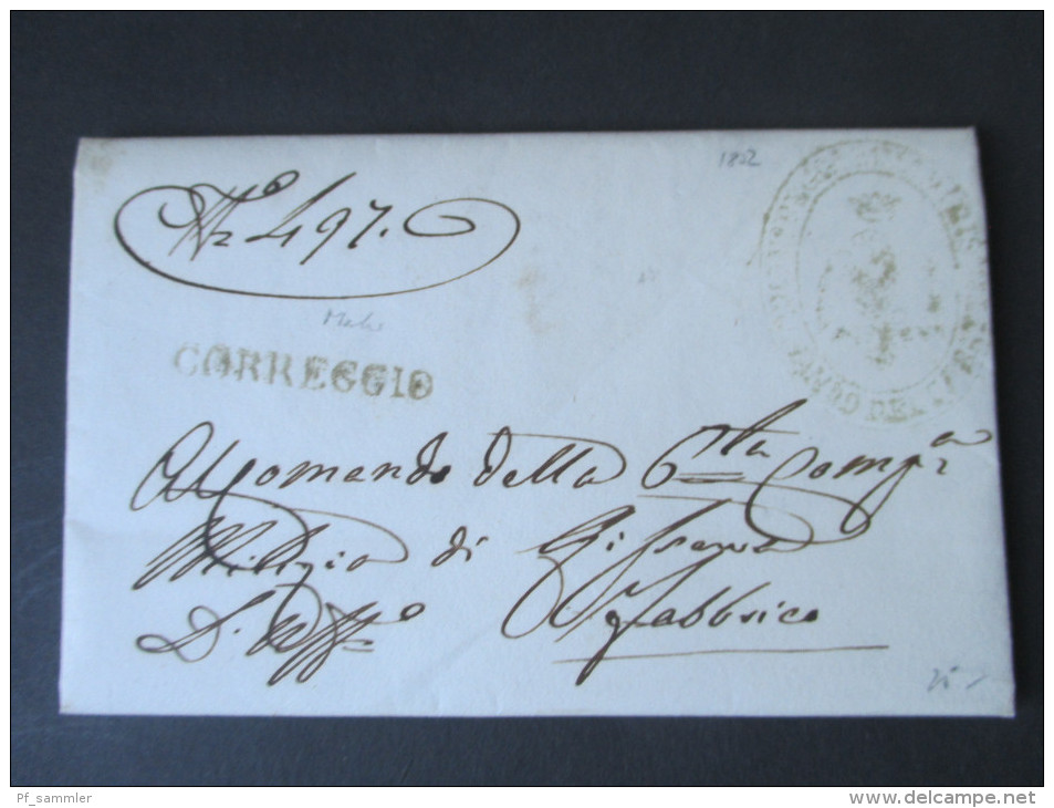 Italien Vorphila 1852. Correggio. Mehrere Stempel. Interessanter Beleg!! Nach Zabbrico - Romagne