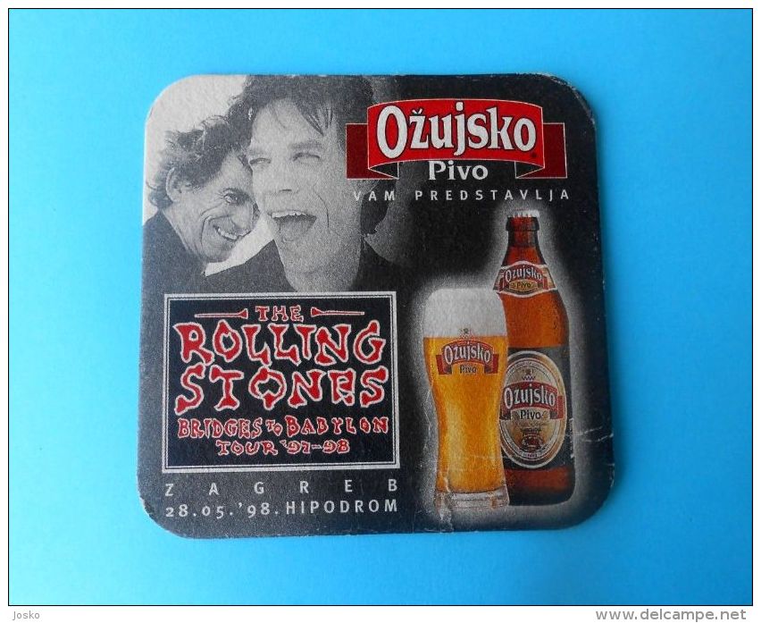 OZUJSKO BEER & ROLLING STONES TOUR 1998. Croatia Beer Coaster Mat Bierdeckel Sous-bock Sottobicchiere Di Birra Posavaso - Beer Mats