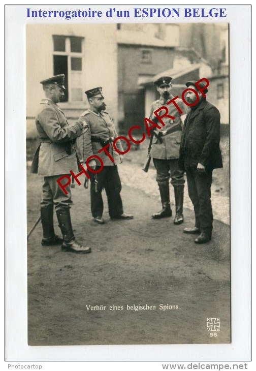 ESPION BELGE-Interrogatoire-NON SITUEE-CARTE PHOTO Allemande-Guerre 14-18-1 WK-BELGIEN-FRANCE-Militaria- - Autres & Non Classés