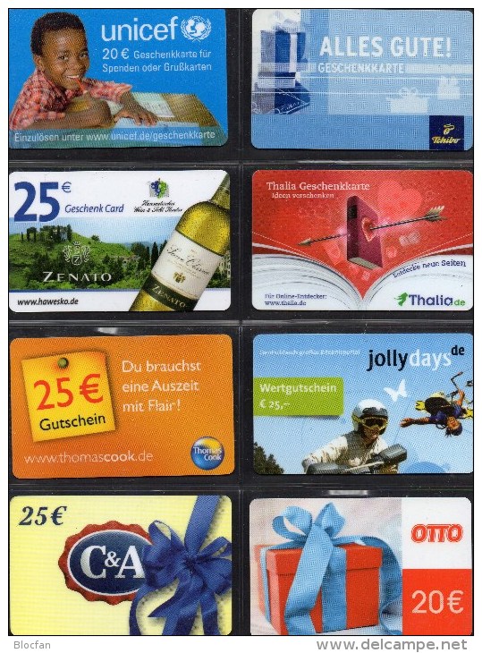 Giftcard Collection 8 Geschenk-Karten Kartenwelt Deutschland New 16€ Unbenutzt Toys Tschibo H&M OBI Amazon Cards Germany - Tarjetas De Regalo