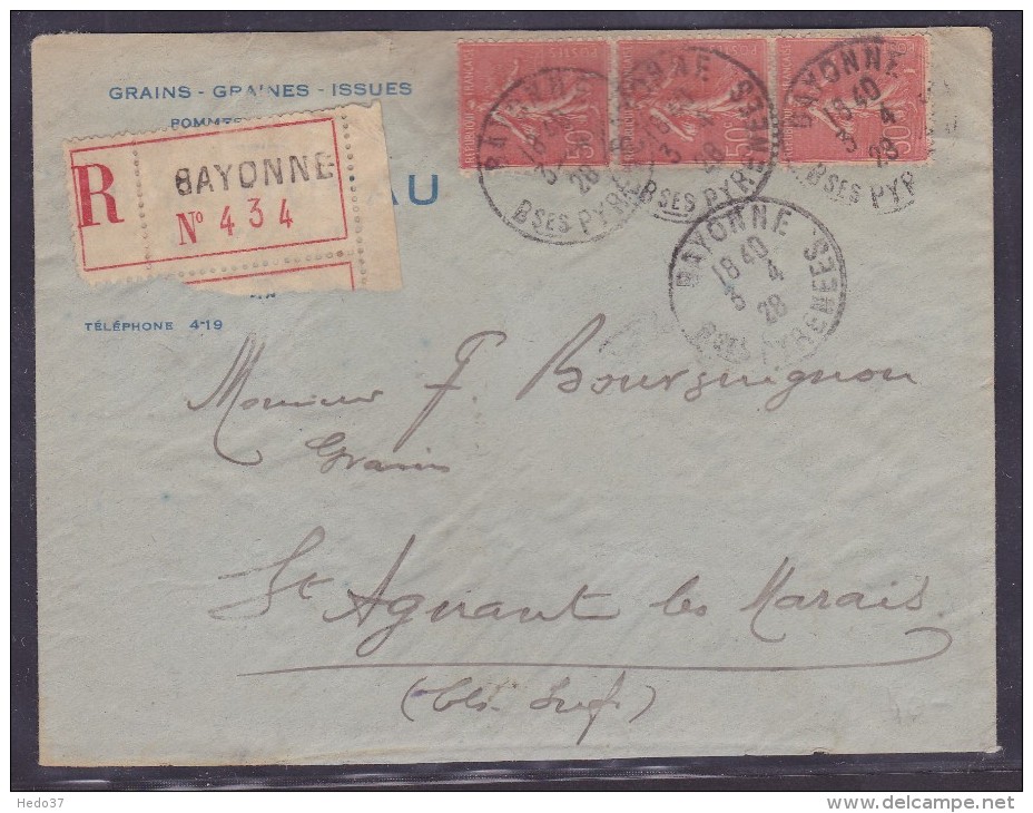 France Type Semeuse Sur Lettre - 1903-60 Semeuse Lignée