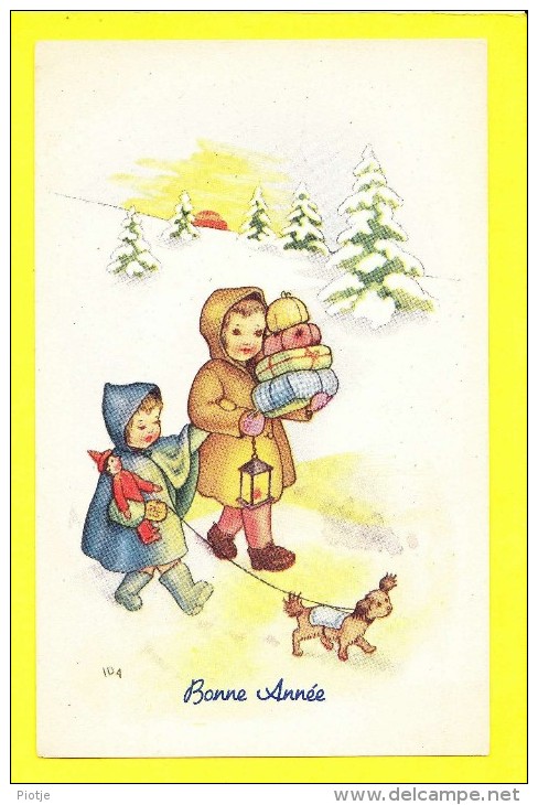 * Fantaisie - Fantasy - Fantasie * (New Year - Bonne Année) IDA, Enfants, Child, Kin, Chien, Dog, Hund, Snow, Neige - Neujahr