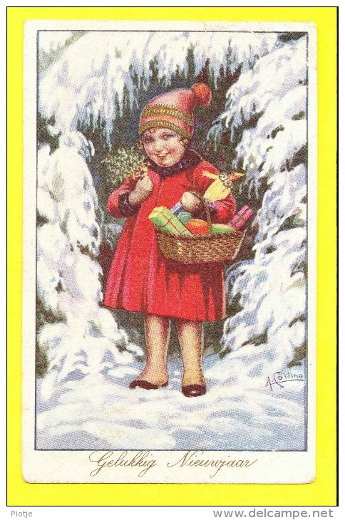 * Fantaisie - Fantasy - Fantasie * (New Year - Bonne Année) Follino, Enfant, Child, Kind, Neige, Snow, Panier Cadeau - Nouvel An