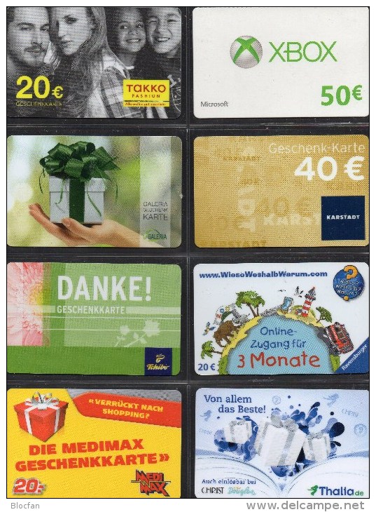 Collection 8 Giftcard Geschenk-Karten Kartenwelt Deutschland New 16€ Unbenutzt Tschibo Toys C&A OBI Amazon Cards Germany - Tarjetas De Regalo