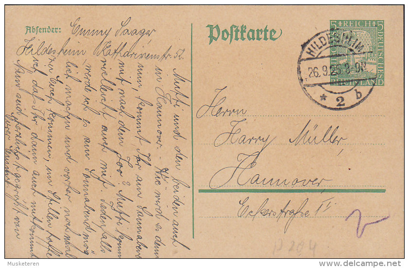 Germany Deutsches Reich Postal Stationery Ganzsache Entier 1000 Jahr Rheinland HILDESHEIM 1926 HANNOVER (2 Scans) - Postkarten