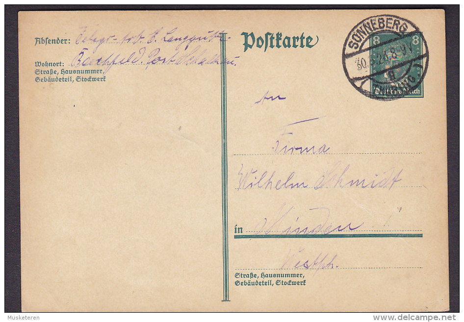 Germany Deutsches Reich Postal Stationery Ganzsache Entier Beethoven SONNEBERG Thüringen 1928 MINDEN Westphalen (2 Scans - Postkarten