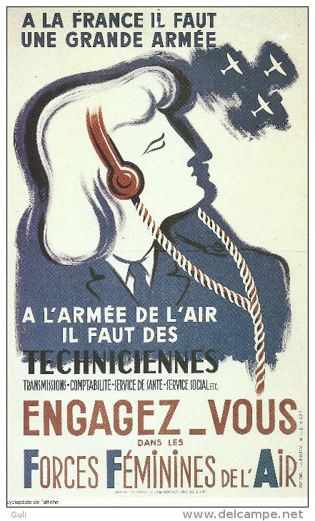 Armée-ENGAGEZ VOUS Dans Les FORCES FEMININES De L´AIR-Mini Affiche REPRODUCTION D´affiche (Encyclopédie De L´affiche) - Affiches