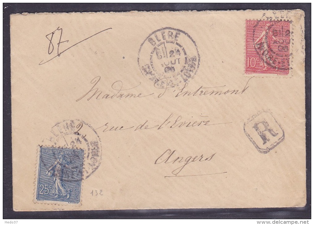 France Type Semeuse Sur Lettre - 1903-60 Semeuse Lignée