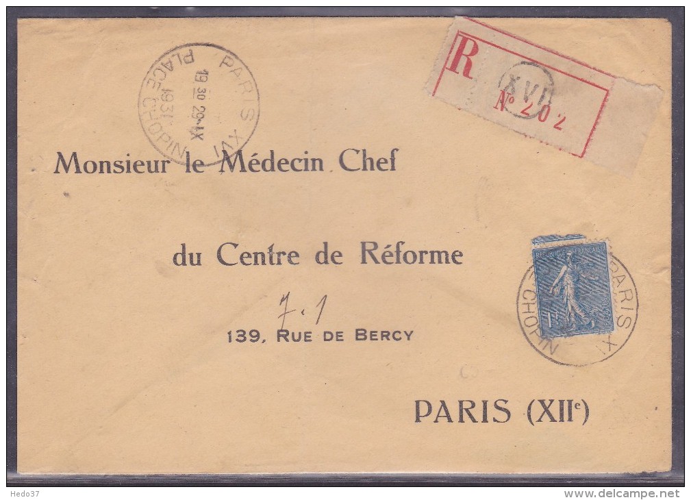 France Type Semeuse Sur Lettre - 1903-60 Semeuse Lignée