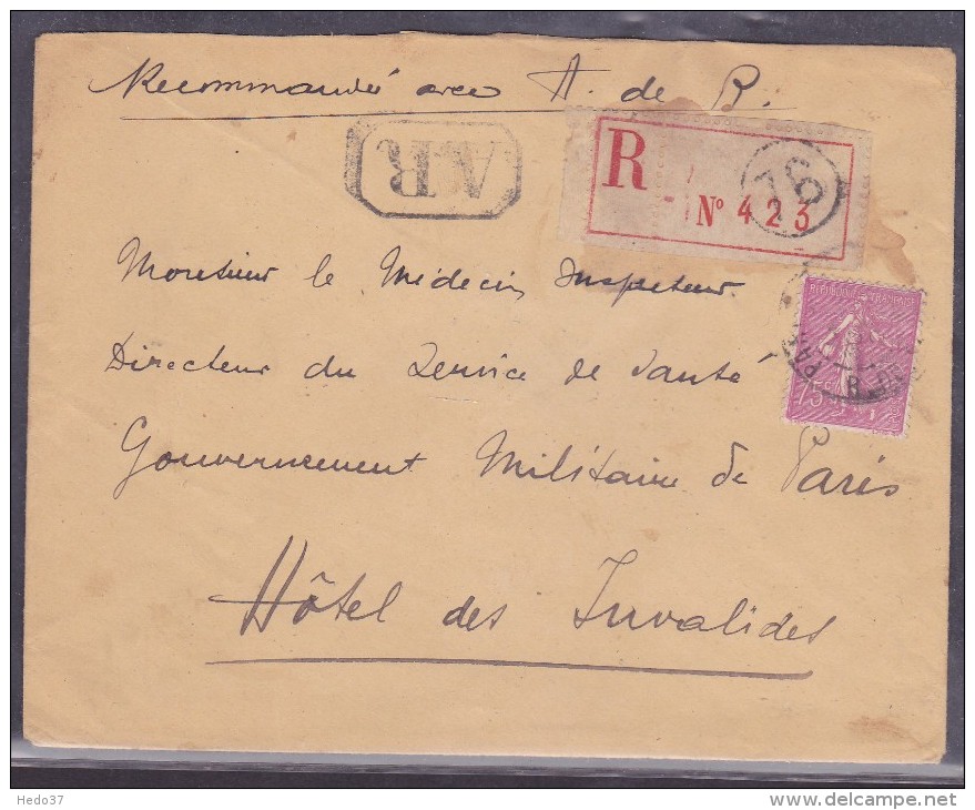 France Type Semeuse Sur Lettre - 1903-60 Semeuse Lignée