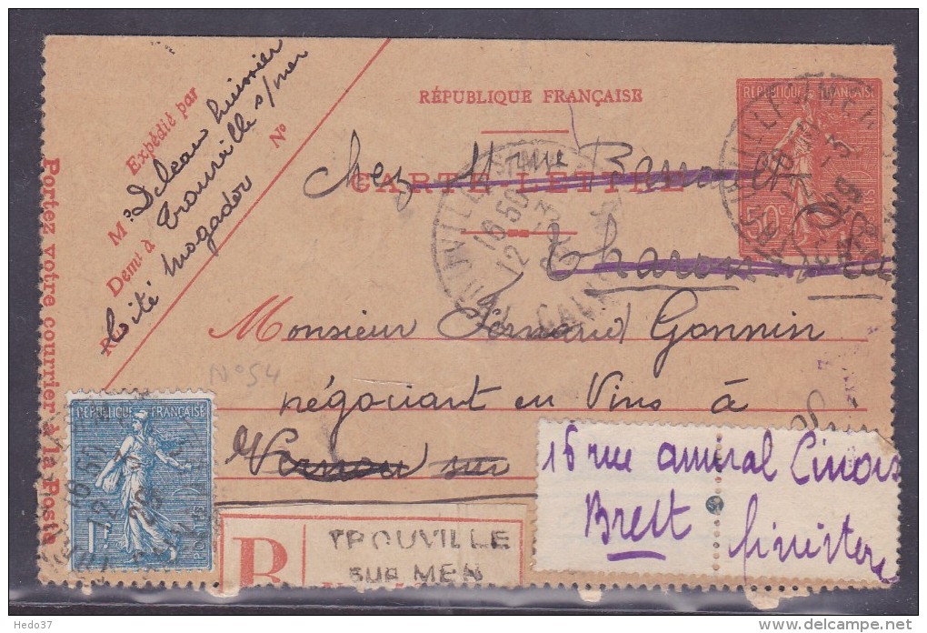 France Type Semeuse Sur Lettre - 1903-60 Semeuse Lignée