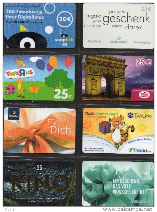 Giftcard Collection 8 Geschenk-Karten Kartenwelt Deutschland New 16€ Unbenutzt Tschibo Toys C&A OBI Amazon Cards Germany - Other & Unclassified