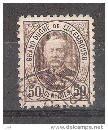 LUXEMBOURG,1891, Adolphe 1 Er,   Yvert  N°  65, 50 C Brun ,  Obl , TB Cote 3,50 Euros - 1891 Adolfo De Frente