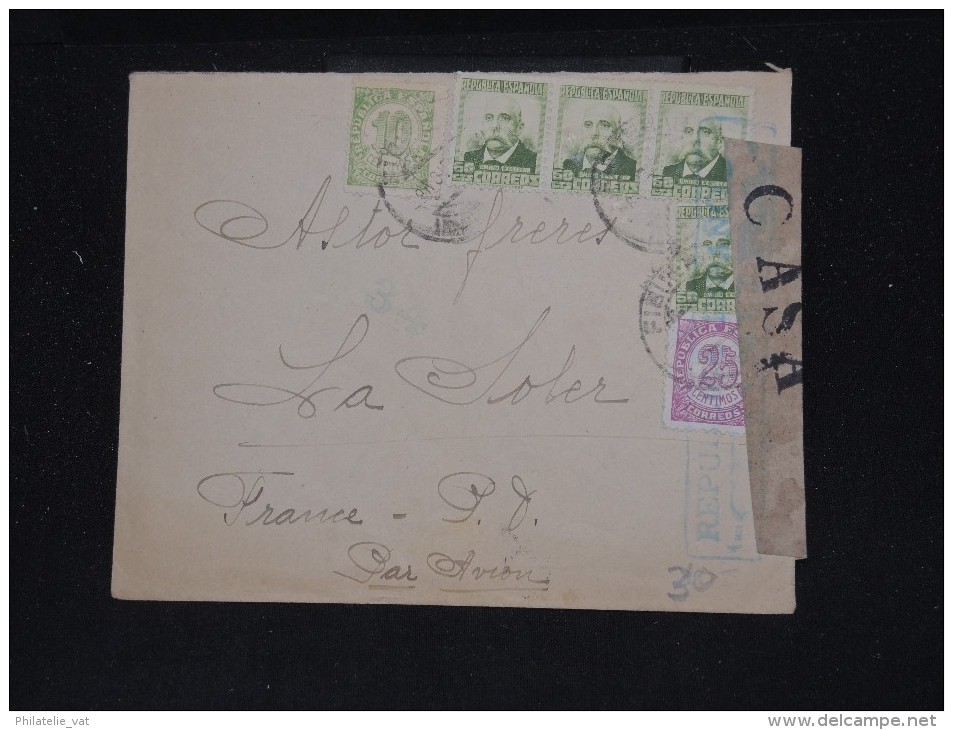 ESPAGNE - Enveloppe Pour La France En 1938 Avec Censure Et Griffe "CASA" - Rare - A Voir - Lot P10882 - Republicans Censor Marks