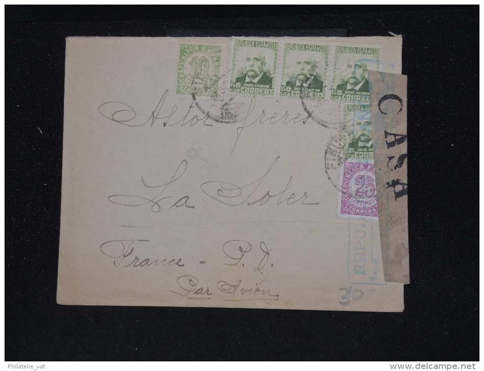 ESPAGNE - Enveloppe Pour La France En 1938 Avec Censure Et Griffe "CASA" - Rare - A Voir - Lot P10882 - Bolli Di Censura Repubblicana