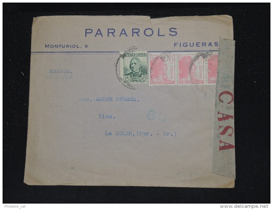 ESPAGNE - Enveloppe Pour La France  Avec Censure Et Griffe "CASA" - Rare - A Voir - Lot P10883 - Republicans Censor Marks