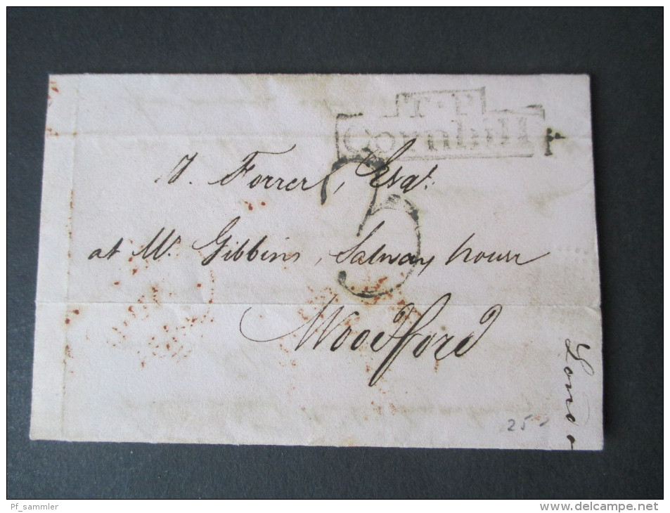 GB Vorphila 1831 London Stempel T.P. Cornhill Nach Woodford. Taxvermerk 3 Pence. Stempel Mit Rahmen! - ...-1840 Préphilatélie