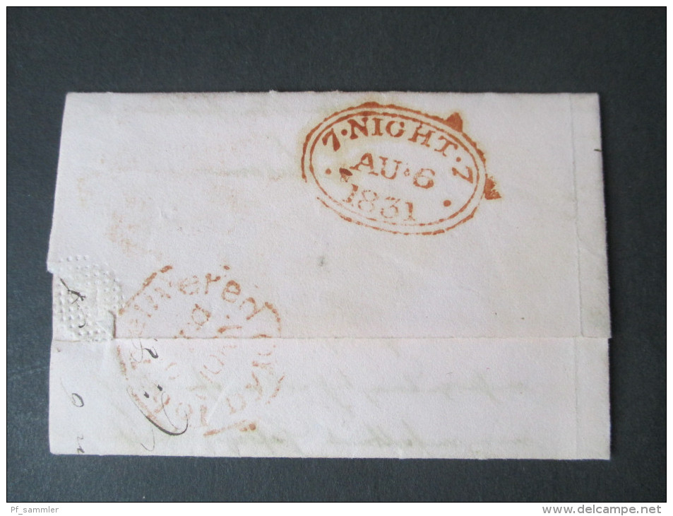 GB Vorphila 1831 London Stempel T.P. Cornhill Nach Woodford. Taxvermerk 3 Pence. Stempel Mit Rahmen! - ...-1840 Precursori