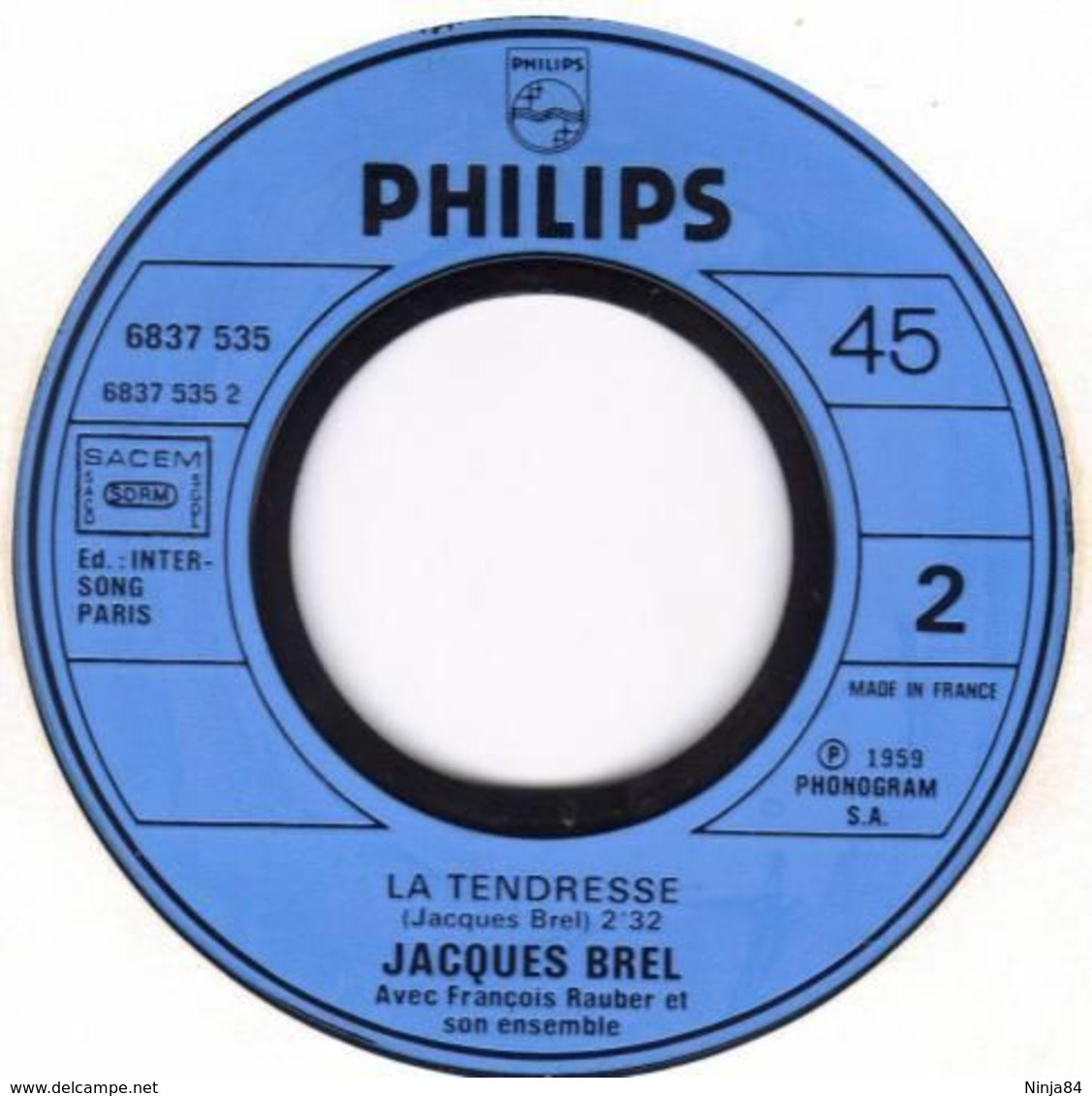 SP 45 RPM (7")  Jacques Brel  "  Ne Me Quitte Pas  "  Promo - Collector's Editions