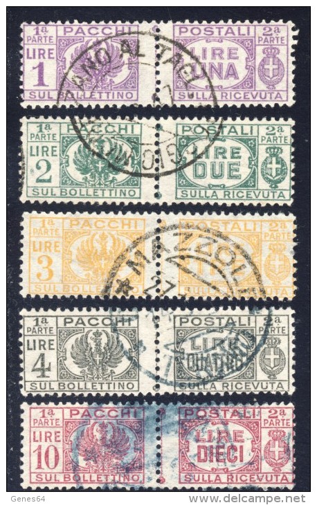 1946 - 2° Tipo Senza Fasci - Serie Da 1 A 10 Lire - Postpaketten