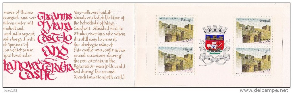 1988 - Caderneta Afinsa Nº 61 - 1837. Castelo De V.N. De Cerveira E Brasão De Viana Do Castelo. Bloco De 4 Selos Novos - Neufs