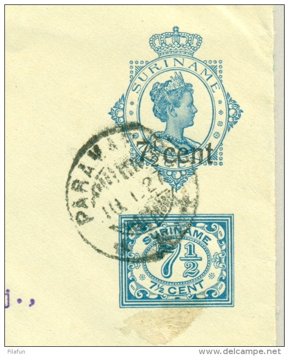 Suriname - 1927 - 7,5 Cent Opdruk Op 12,5+7,5ct Envelop - Echt Gebruikt Surinaamsche Bank - Suriname ... - 1975