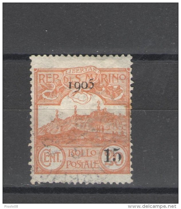 SAN MARINO 1905 15 SU 20 C. USATO - Oblitérés