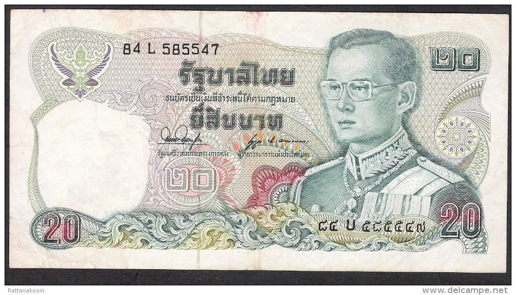 THAILAND  P88a  20 BAHT  1981 #84L  Signature 53 VF NO P.h. ! - Thailand