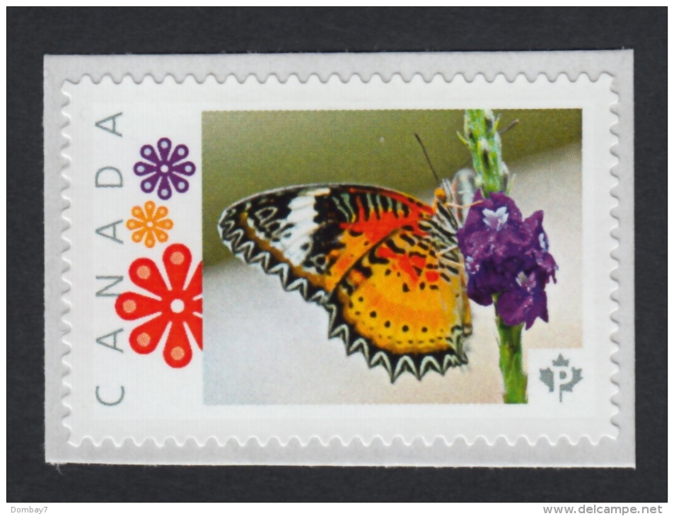 Lq. BUTTERFLY On A PURPLE FLOWER, Picture Postage MNH Stamp Canada 2015 [p15/9bf2/1] - Butterflies