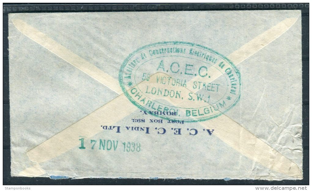 1938 GB London A.C.E.C. India Ltd Charleroi Belgium Cover London - Brussels - Covers & Documents