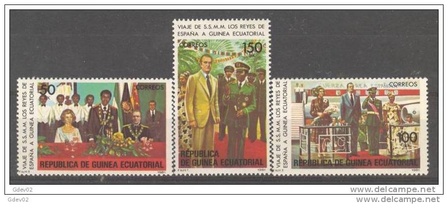 GUIEC27STV-LFT2785TSC.Guinee.GUINEA ECUATORIAL.VIAJE DE LOS REYES DE ESPAÑA A GUINEA 1981.(Ed 27/9**)sin Charnela.LUJO. - Sin Clasificación