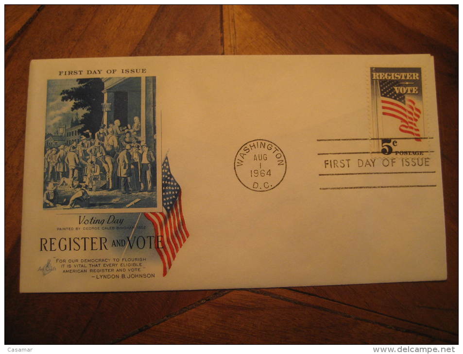 Washington 1964 Flag Register Vote Voting Fdc Cover USA - Briefe