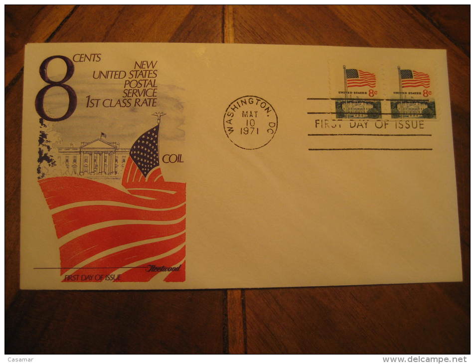 Chicago 1971 Flag Pair 2 Stamp Imperforated Up And Down Fdc Cover USA - Briefe