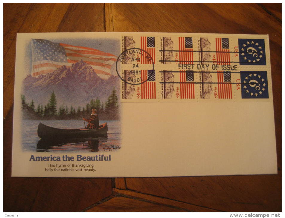Portland 1981 Flag Booklet Fdc Cover USA - Briefe