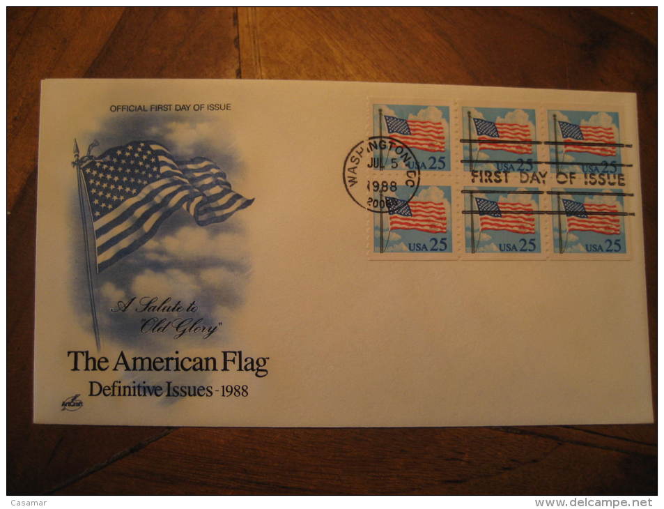 Washington 1988 The American Flag Booklet Fdc Cover USA - Briefe