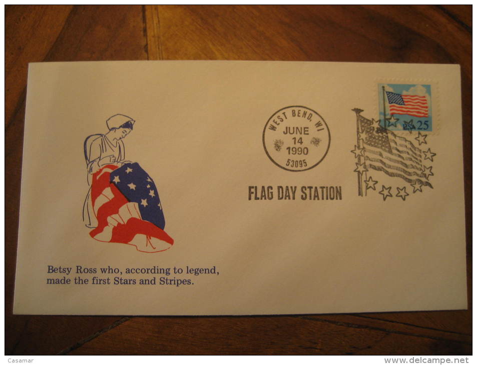 West Bend 1990 The American Flag Betsy Ross Fdc Cover USA - Briefe